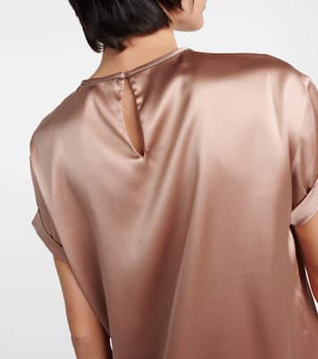T-shirt en satin de soie mélangée | Brunello Cucinelli