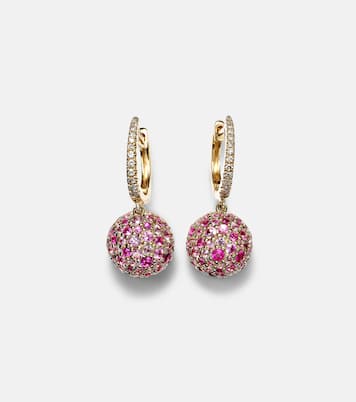 Boucles d'oreilles Bauble en or 14 ct, diamants et saphirs | Roxanne First