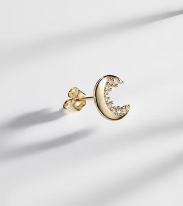 Boucle d'oreille unique Crescent Moon en or 14 ct et diamants | Sydney Evan