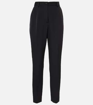 High-rise wool and silk-blend tuxedo pants | Dolce&Gabbana