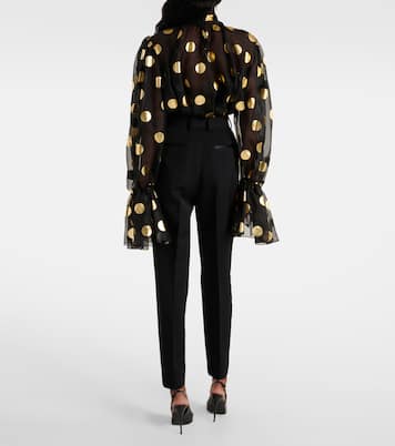 High-rise wool and silk-blend tuxedo pants | Dolce&Gabbana