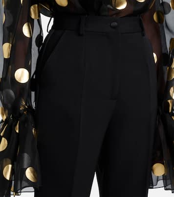 High-rise wool and silk-blend tuxedo pants | Dolce&Gabbana