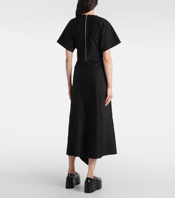 Pinstripe asymmetric midi dress | Ganni