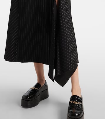 Pinstripe asymmetric midi dress | Ganni