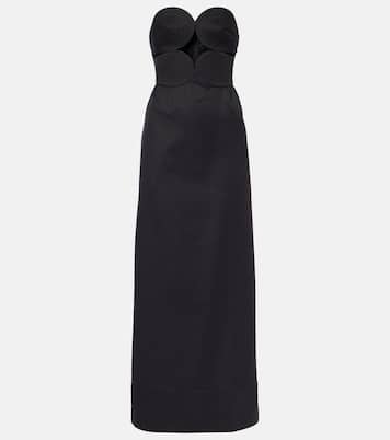 Strapless cotton and linen-blend maxi dress | Adriana Degreas