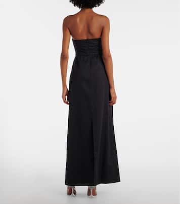 Strapless cotton and linen-blend maxi dress | Adriana Degreas