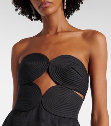 Strapless cotton and linen-blend maxi dress | Adriana Degreas