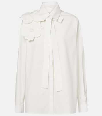 Camicia in popeline di cotone con applicazioni floreali | Elie Saab
