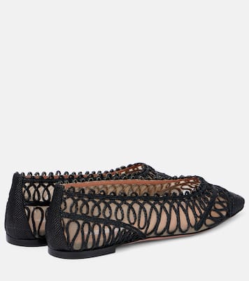 Kahlo raffia and mesh ballet flats | Aquazzura