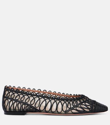Kahlo raffia and mesh ballet flats | Aquazzura