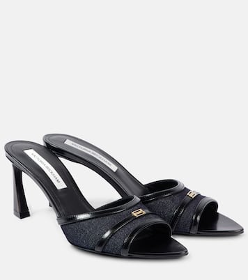 Pantoletten aus Denim mit Leder | Victoria Beckham