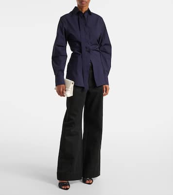 Pantoletten aus Denim mit Leder | Victoria Beckham