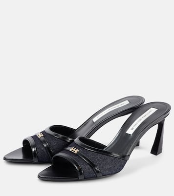 Pantoletten aus Denim mit Leder | Victoria Beckham