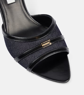 Pantoletten aus Denim mit Leder | Victoria Beckham