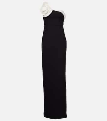 Floral-appliqué draped crêpe gown | Roland Mouret