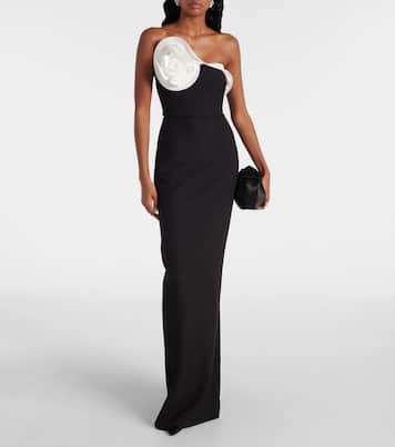 Floral-appliqué draped crêpe gown | Roland Mouret