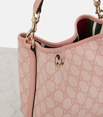 GG Emblem Mini leather-trimmed bucket bag | Gucci