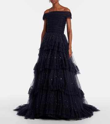 Queenie embellished tiered tulle gown | Jenny Packham