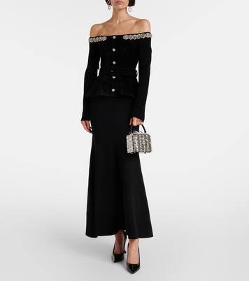 Micro crystal-embellished clutch | Self-Portrait