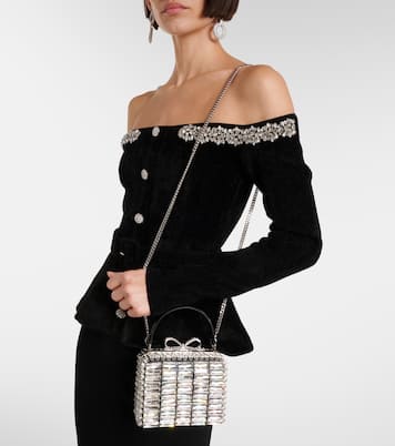 Micro crystal-embellished clutch | Self-Portrait