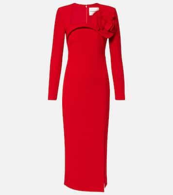 Floral-appliqué crêpe midi dress | Roland Mouret