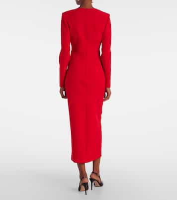 Floral-appliqué crêpe midi dress | Roland Mouret