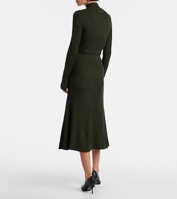 Ribbed-knit wool midi skirt | Victoria Beckham