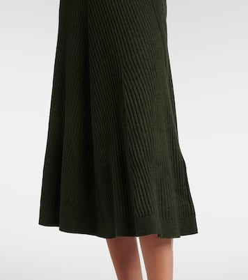 Ribbed-knit wool midi skirt | Victoria Beckham