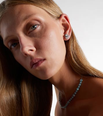 Ohrringe Cluster Heart aus 18kt Weißgold mit Emaille und Diamanten | Kamyen