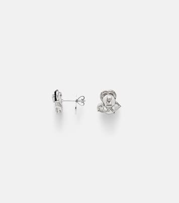 Ohrringe Cluster Heart aus 18kt Weißgold mit Emaille und Diamanten | Kamyen