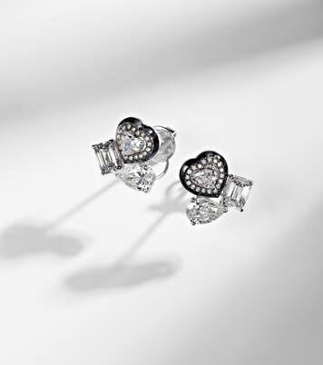 Ohrringe Cluster Heart aus 18kt Weißgold mit Emaille und Diamanten | Kamyen