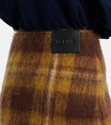 Mini falda envolvente de mohair y lana a cuadros | Loewe