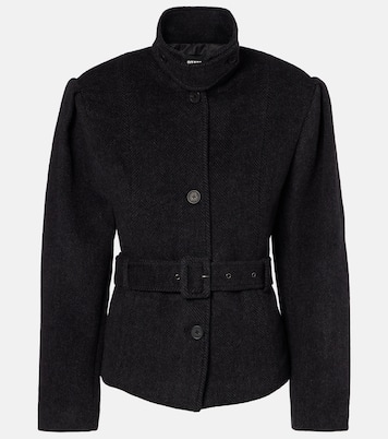 Marie belted herringbone wool-blend jacket | Rotate