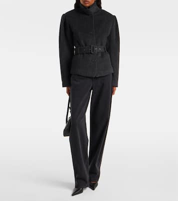 Marie belted herringbone wool-blend jacket | Rotate