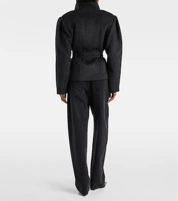 Marie belted herringbone wool-blend jacket | Rotate