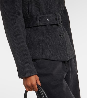 Marie belted herringbone wool-blend jacket | Rotate
