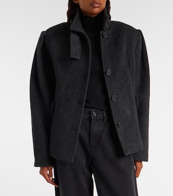 Marie belted herringbone wool-blend jacket | Rotate