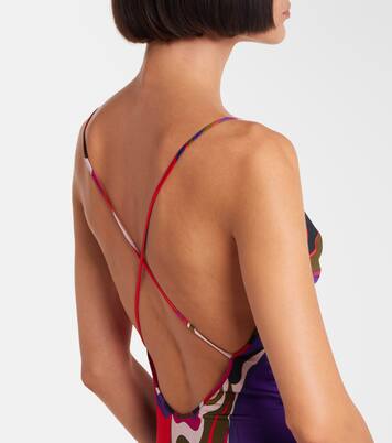 Abito corto Orchidee in jersey di raso | Pucci