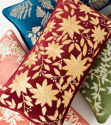Embroidered cotton velvet cushion | Les-Ottomans