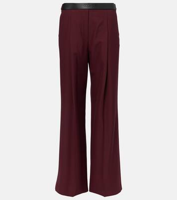 Leather-trimmed wool wide-leg pants | Loewe