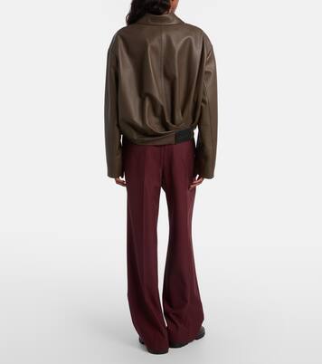 Leather-trimmed wool wide-leg pants | Loewe