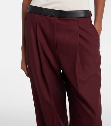 Leather-trimmed wool wide-leg pants | Loewe