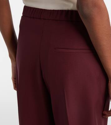 Leather-trimmed wool wide-leg pants | Loewe