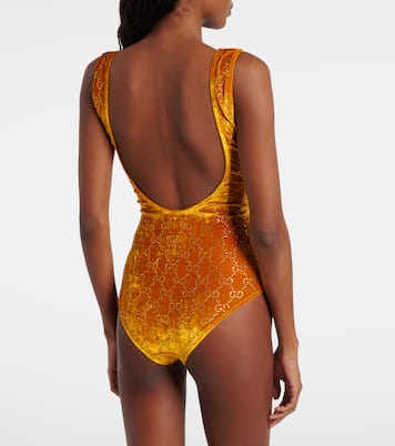 GG Body aus Samt mit Kristallen | Gucci