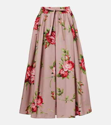 Floral pleated cotton midi skirt | Dolce&Gabbana