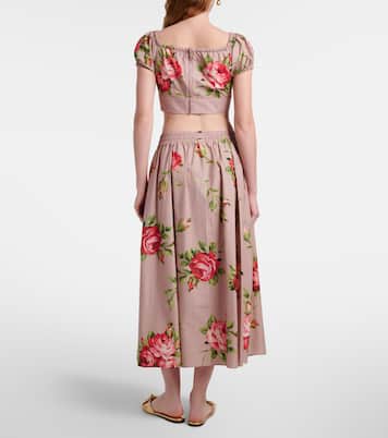 Floral pleated cotton midi skirt | Dolce&Gabbana