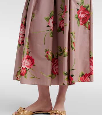 Floral pleated cotton midi skirt | Dolce&Gabbana