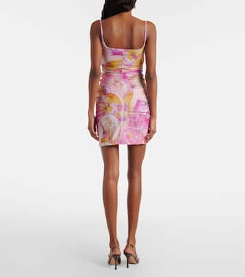 Floral-appliqué printed jersey minidress | Blumarine