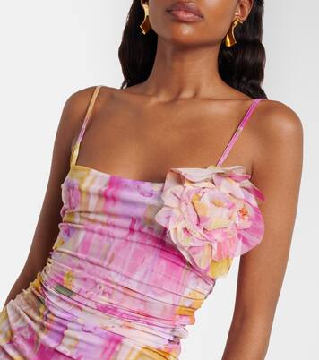 Floral-appliqué printed jersey minidress | Blumarine