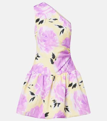 Floral gathered one-shoulder faille minidress | Patou